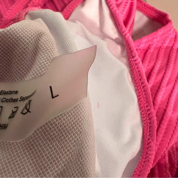 Women's Shein Pink One-Piece Swimsuit Size Large-NWT Slimming Tummy Rushing - Picture 8 of 9